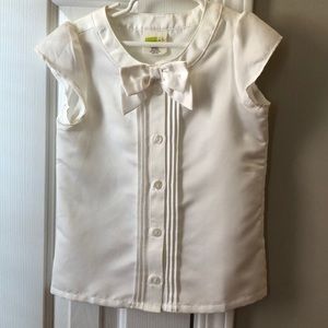 Girls white satin button down blouse-holiday.
